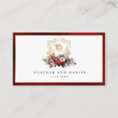 Carte De Placement Mariage de monogramme de crête florale de Noël cla (Dos)
