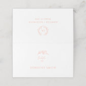 Carte De Placement Mariage de monogramme de pêche (Extérieur déplié)