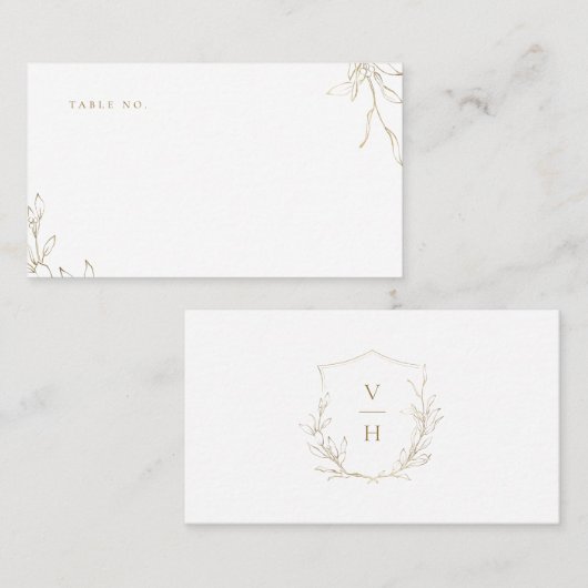 Carte De Placement Mariage de monogramme d'écusson botanique simple e (Devant / Derrière)