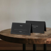 Carte De Placement Mariage de Monogramme noir classique moderne