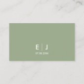 Carte De Placement Mariage de monogramme vert et blanc Sage (Dos)