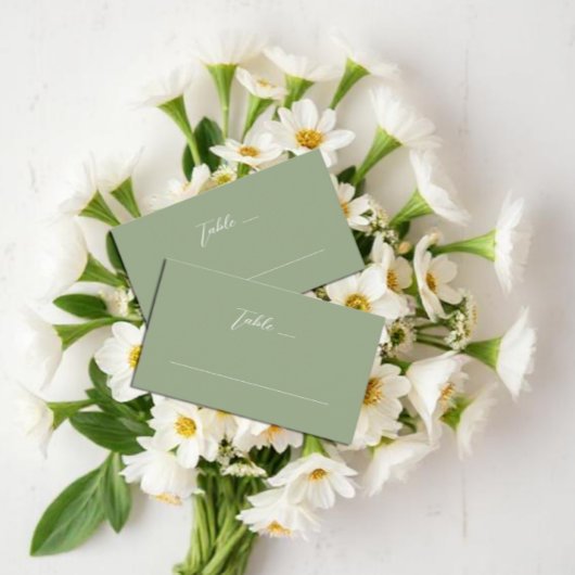 Carte De Placement Mariage de monogramme vert et blanc Sage