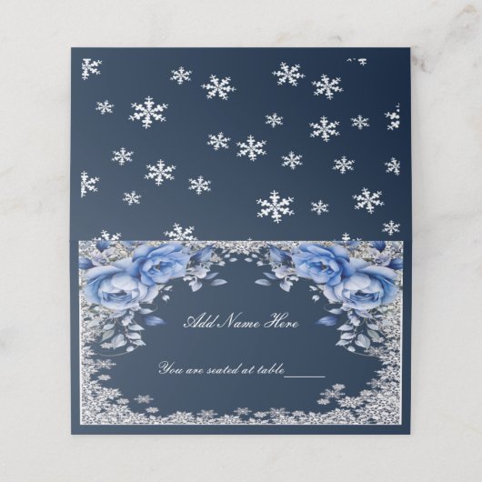 Carte De Placement Mariage de Noël des Roses bleus (Extérieur déplié)