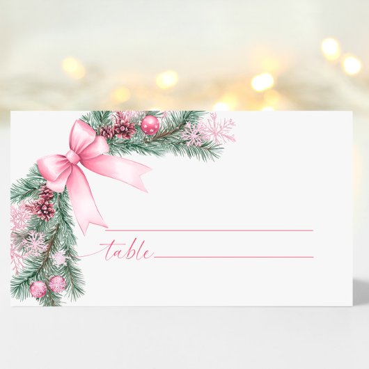 Carte De Placement Mariage de Noël Pink Bow