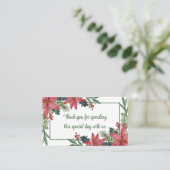 Carte De Placement Mariage de Noël rouge vert Merci Poinsettia (Debout devant)
