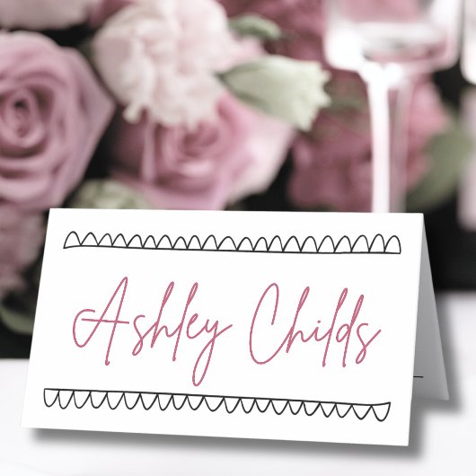 Carte De Placement Mariage de nom Whimsical français tiré à la main
