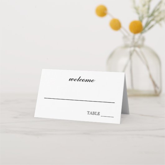 Carte De Placement Mariage de noms noirs de script minimaux simple et (Dos)