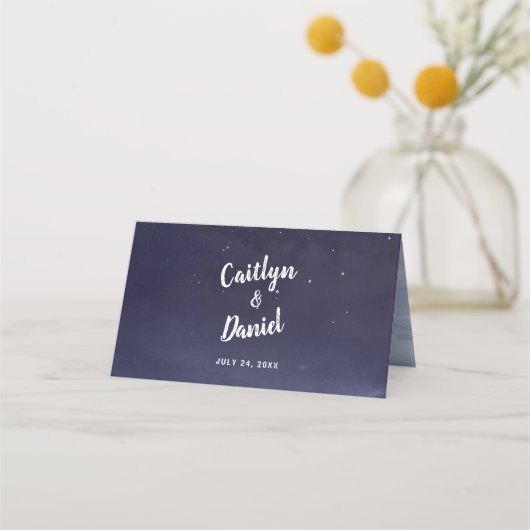 Carte De Placement Mariage de nuit bleu céleste (Dos)