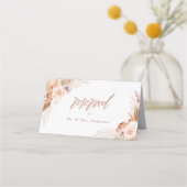 Carte De Placement Mariage de Pampas Rose en terre cuite Boho (Dos)