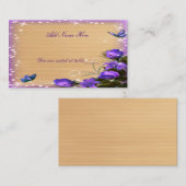 Carte De Placement Mariage de papillon floral violet en bois rustique (Devant / Derrière)