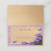 Carte De Placement Mariage de papillon floral violet en bois rustique (Extérieur déplié)