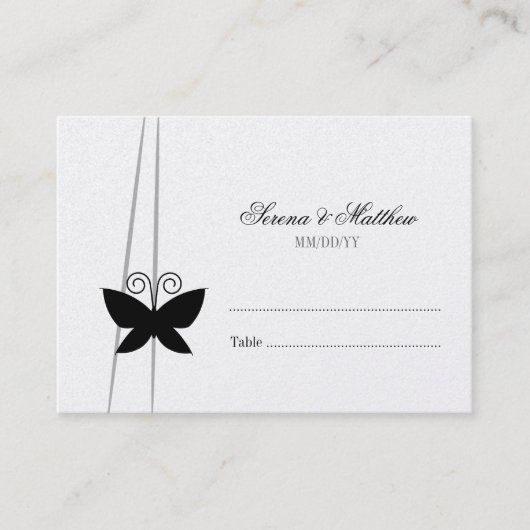 Carte De Placement Mariage de papillon noir Escort (Devant)