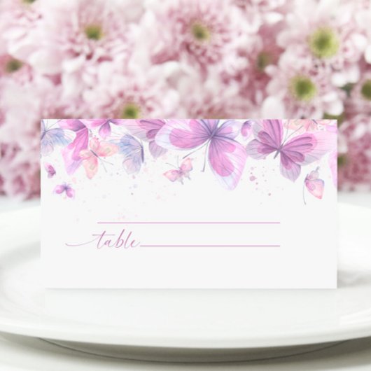 Carte De Placement Mariage de papillons violets