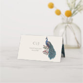 Carte De Placement Mariage de Peacock Floral Ivory Rustique (Dos)