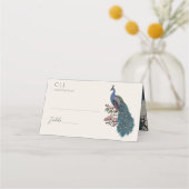 Carte De Placement Mariage de Peacock Floral Ivory Rustique (Devant)