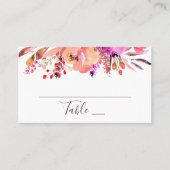 Carte De Placement Mariage de pêche rose aquarelle. Feuillage d'autom (Devant)