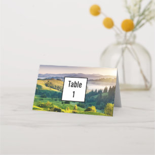Carte De Placement Mariage de photo de paysage naturel de collines on