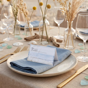 Carte De Placement Mariage de plage à l'aquarelle moderne au bord de