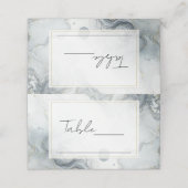 Carte De Placement Mariage de plage aquarelle bleu gris et or (Extérieur déplié)