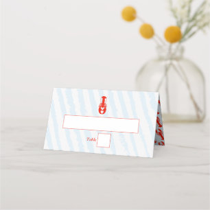 Carte De Placement Mariage de plage nautique aux rayures bleues Cœur