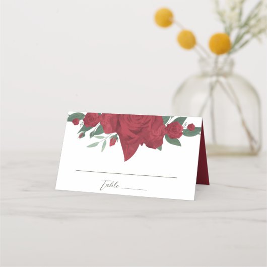 Carte De Placement Mariage de Red Roses Boho (Devant)