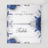 Carte De Placement Mariage de rubans bleu et argent de la marine chic (Extérieur déplié)