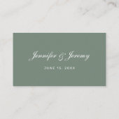 Carte De Placement Mariage de script blanc moderne Sage Green (Dos)