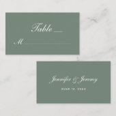 Carte De Placement Mariage de script blanc moderne Sage Green (Devant / Derrière)