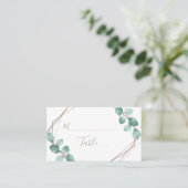 Carte De Placement Mariage de script de café Eucalyptus moderne (Debout devant)