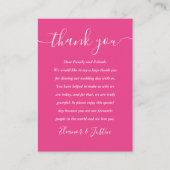 Carte De Placement Mariage de script de signature Merci rose chaud (Devant)
