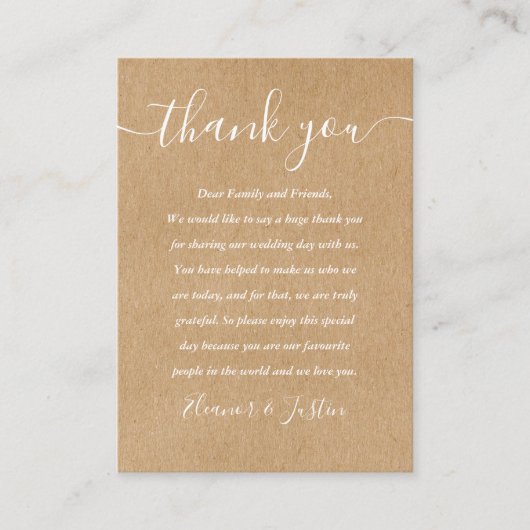 Carte De Placement Mariage de script de signature Merci rustique  (Devant)