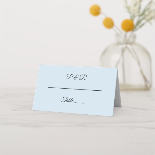 Carte De Placement Mariage de script léger bleu simple stylisé (Devant)