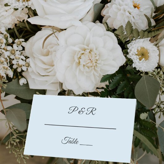 Carte De Placement Mariage de script léger bleu simple stylisé