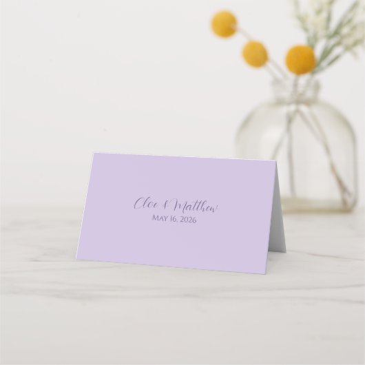 Carte De Placement Mariage de script Lilac et Lavender (Dos)