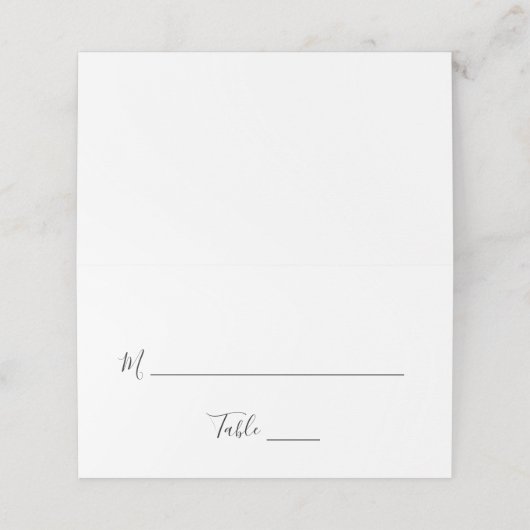 Carte De Placement Mariage de script manuscrit noir et blanc simple (Extérieur déplié)