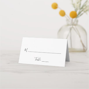 Carte De Placement Mariage de script manuscrit noir et blanc simple
