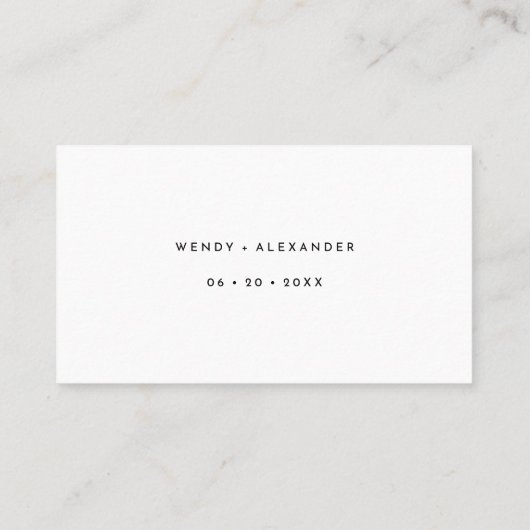 Carte De Placement Mariage de script moderne blanc (Dos)