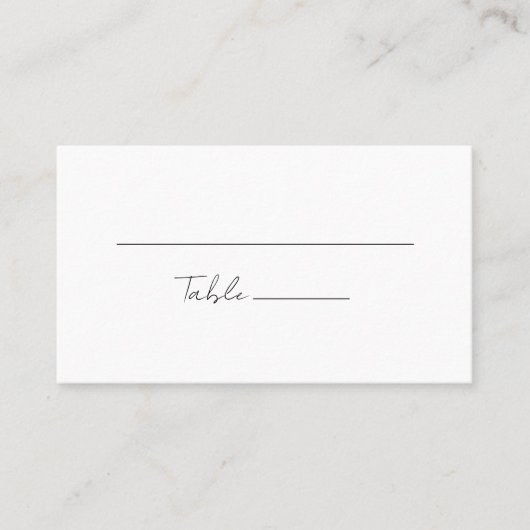 Carte De Placement Mariage de script moderne blanc (Devant)
