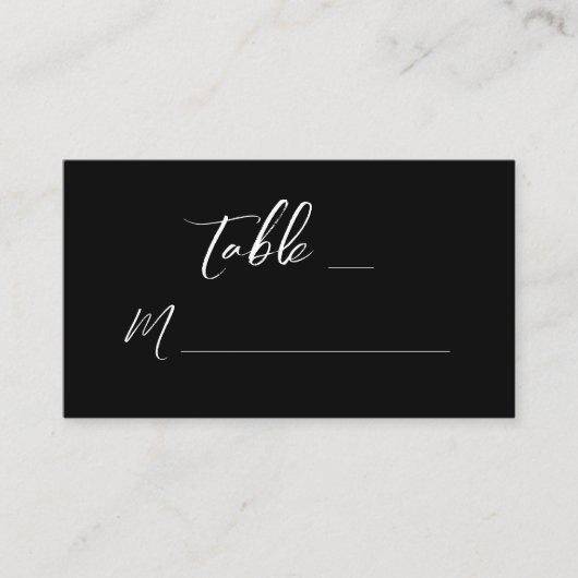 Carte De Placement Mariage de script moderne noir blanc main lettres (Devant)