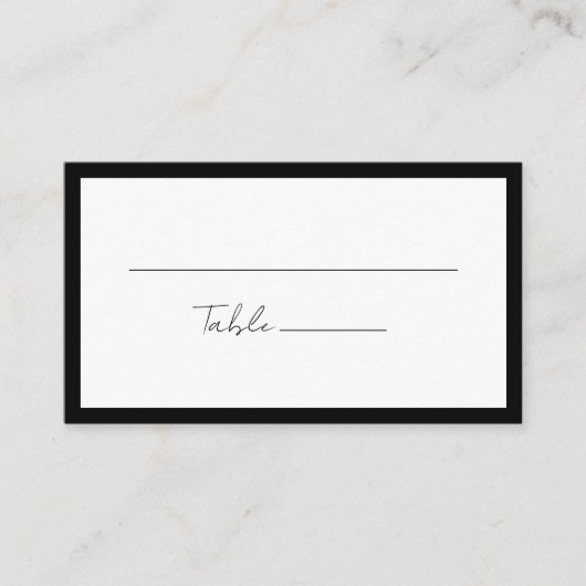 Carte De Placement Mariage de script moderne noir plat (Devant)