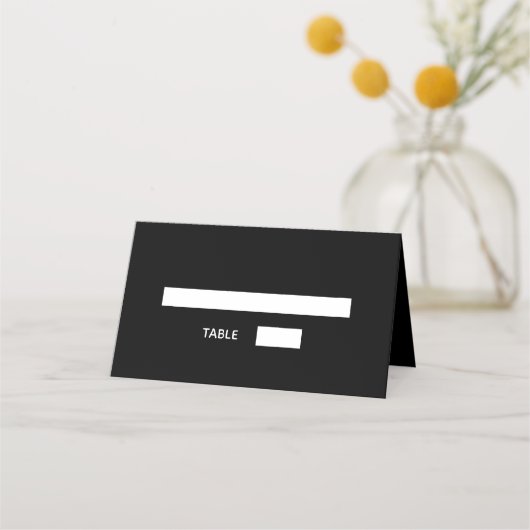 Carte De Placement Mariage de script noir blanc (Devant)