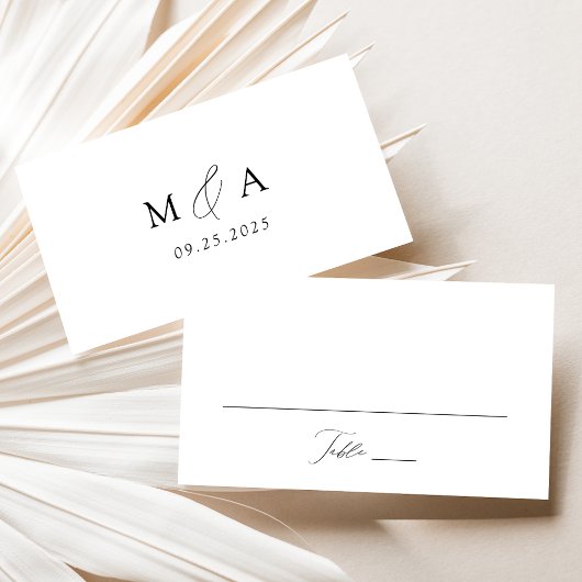 Carte De Placement Mariage de script noir élégant et moderne