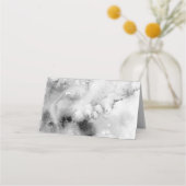 Carte De Placement Mariage de script officiel de cadre noir et Marbre (Dos)