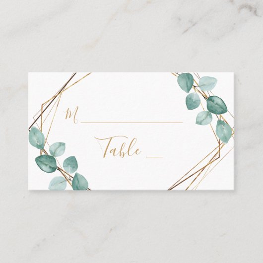 Carte De Placement Mariage de script or Eucalyptus moderne (Devant)