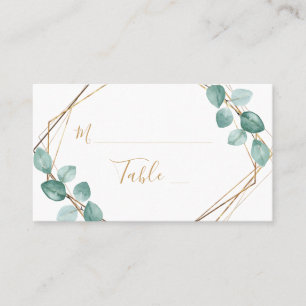 Carte De Placement Mariage de script or Eucalyptus moderne