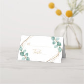 Carte De Placement Mariage de script or Eucalyptus moderne (Devant)