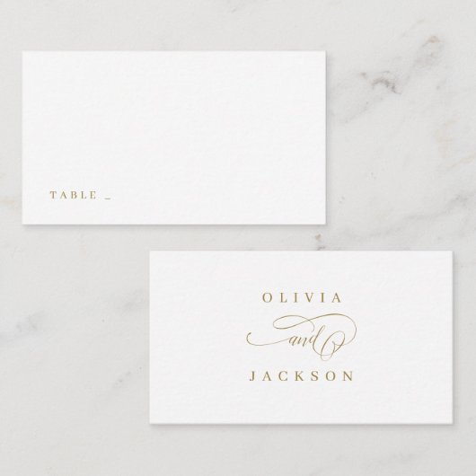 Carte De Placement Mariage de script romantique simple or (Devant / Derrière)