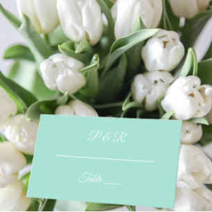 Carte De Placement Mariage de script simple et stylisé Seafoam