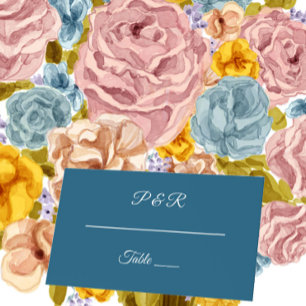 Carte De Placement Mariage de script turquoise bleu simple stylisé