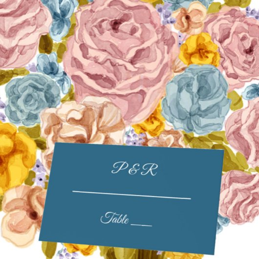 Carte De Placement Mariage de script turquoise bleu simple stylisé